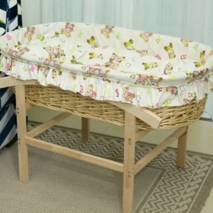Handmade Rattan Newborn Cradle Bed / Baby Bed - Wooden Rocking Cradle for Soothing, Portable Infant Bed