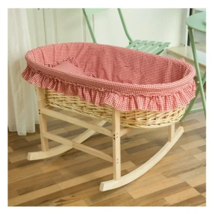 Handmade Rattan Newborn Cradle Bed / Baby Bed - Wooden Rocking Cradle for Soothing, Portable Infant Bed