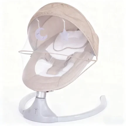 Electric Baby Swing for Infants to Toddler| Portable Infant Swing with Remote Control, Rocker with 5 Speeds, 3-Point Harness for Baby Boy Girl (Light Grey)